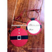 Rectangle and round die cut cute Santa gift tags for christmas tree decoration